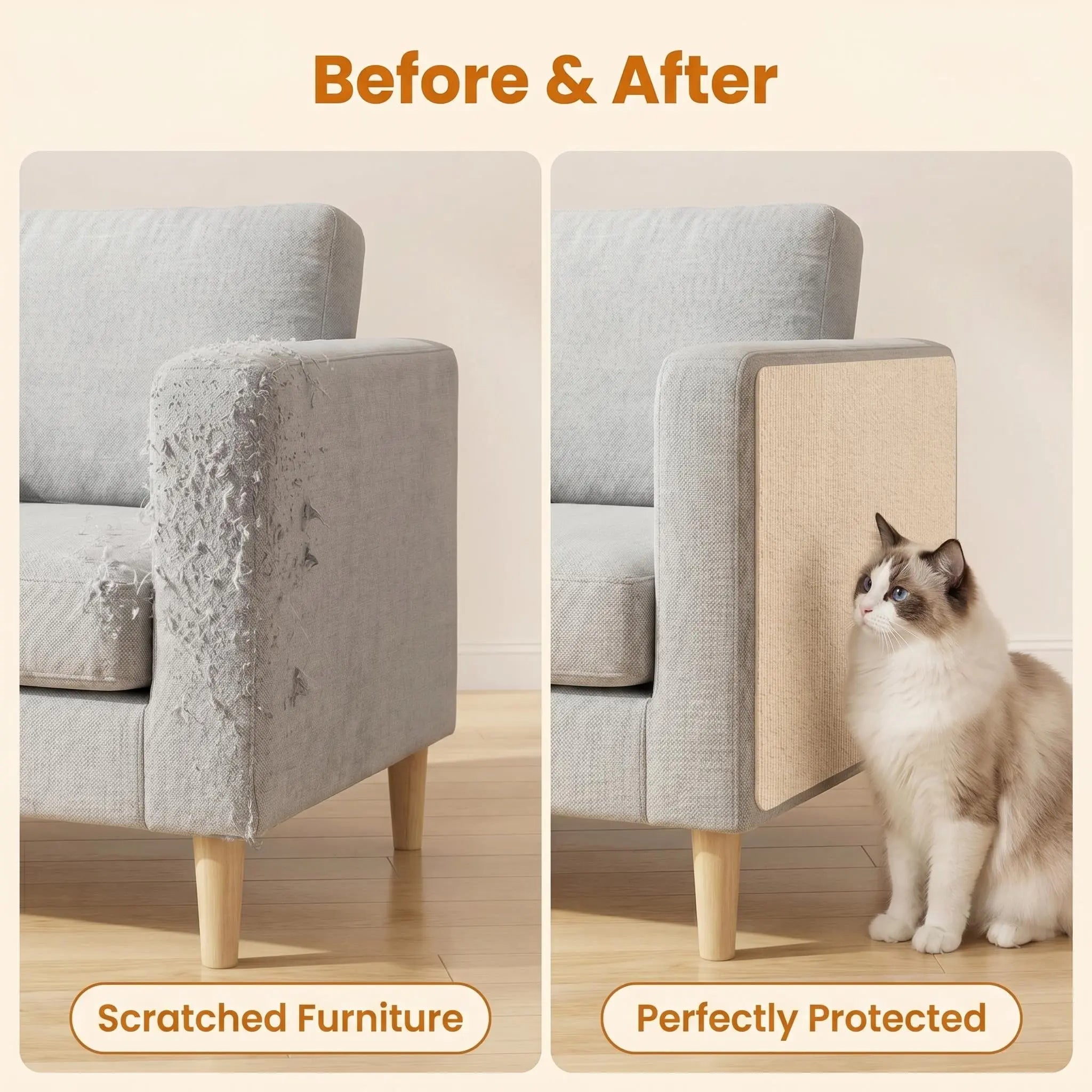 11.85In*39.3In，Cat Scratch Protector for Furniture – Protect Leather Couch from Claws, anti Scratch Tape for Sofa Arms Corners, Clear Sticky Scratch Deterrent Pad, Easy to Install Weird Stickers Iridescent Stained Glass Window Film