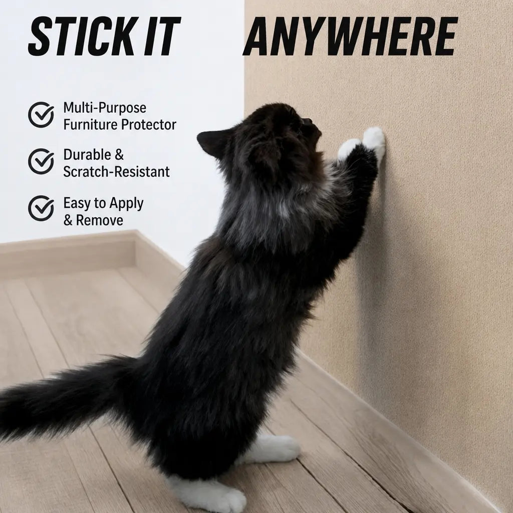 11.85In*39.3In，Cat Scratch Protector for Furniture – Protect Leather Couch from Claws, anti Scratch Tape for Sofa Arms Corners, Clear Sticky Scratch Deterrent Pad, Easy to Install Weird Stickers Iridescent Stained Glass Window Film