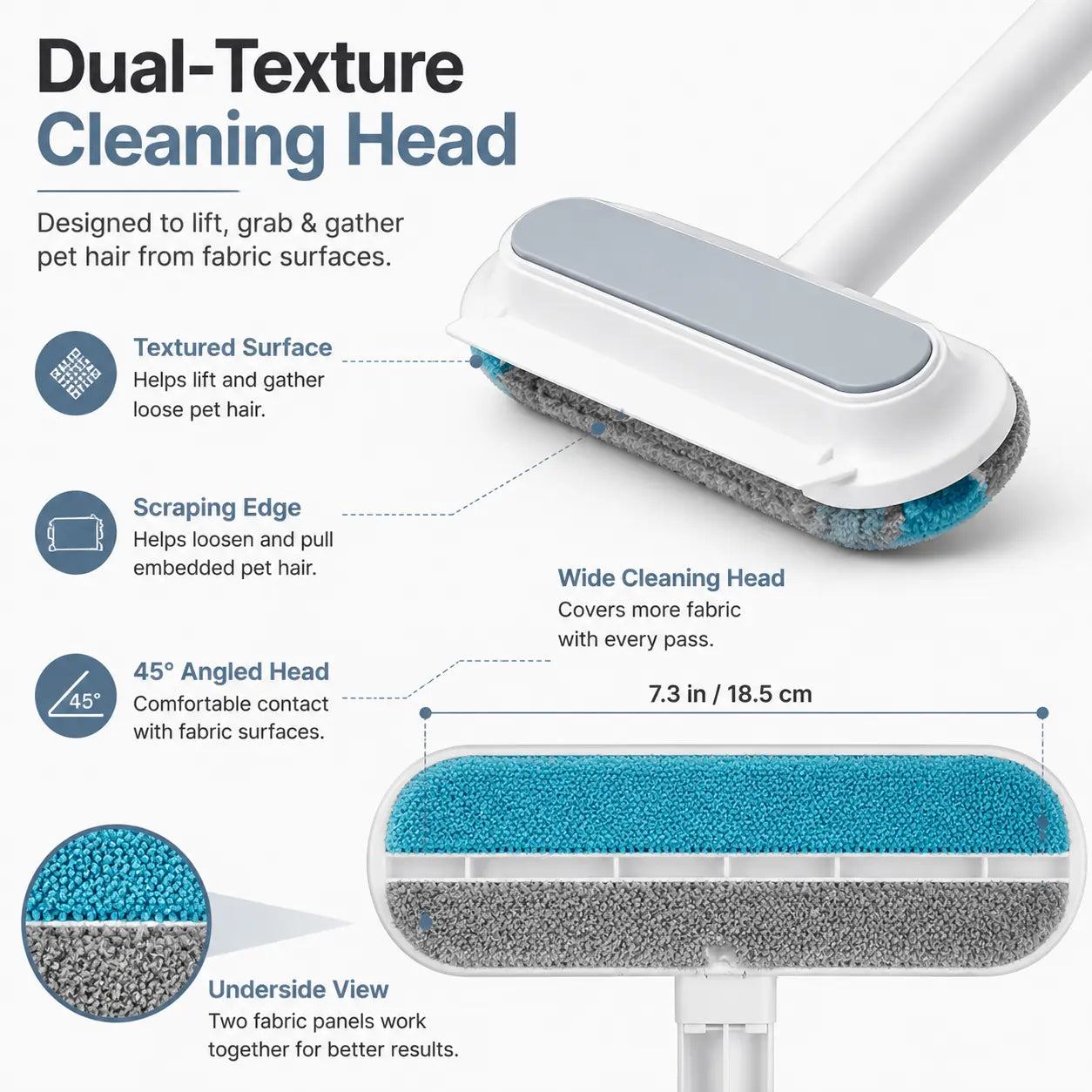Manual Long-Handle Universal Pet Hair Remover Brush - Reusable, Easy Cleanup, Hair-Gathering Tool for Sofa, Carpet - Dog & Cat Grooming Fabric Cleaner