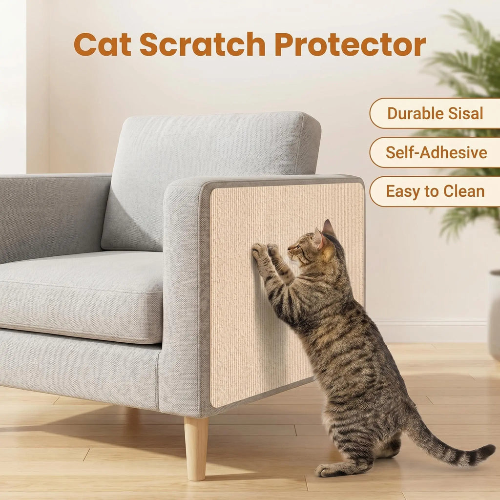 11.85In*39.3In，Cat Scratch Protector for Furniture – Protect Leather Couch from Claws, anti Scratch Tape for Sofa Arms Corners, Clear Sticky Scratch Deterrent Pad, Easy to Install Weird Stickers Iridescent Stained Glass Window Film