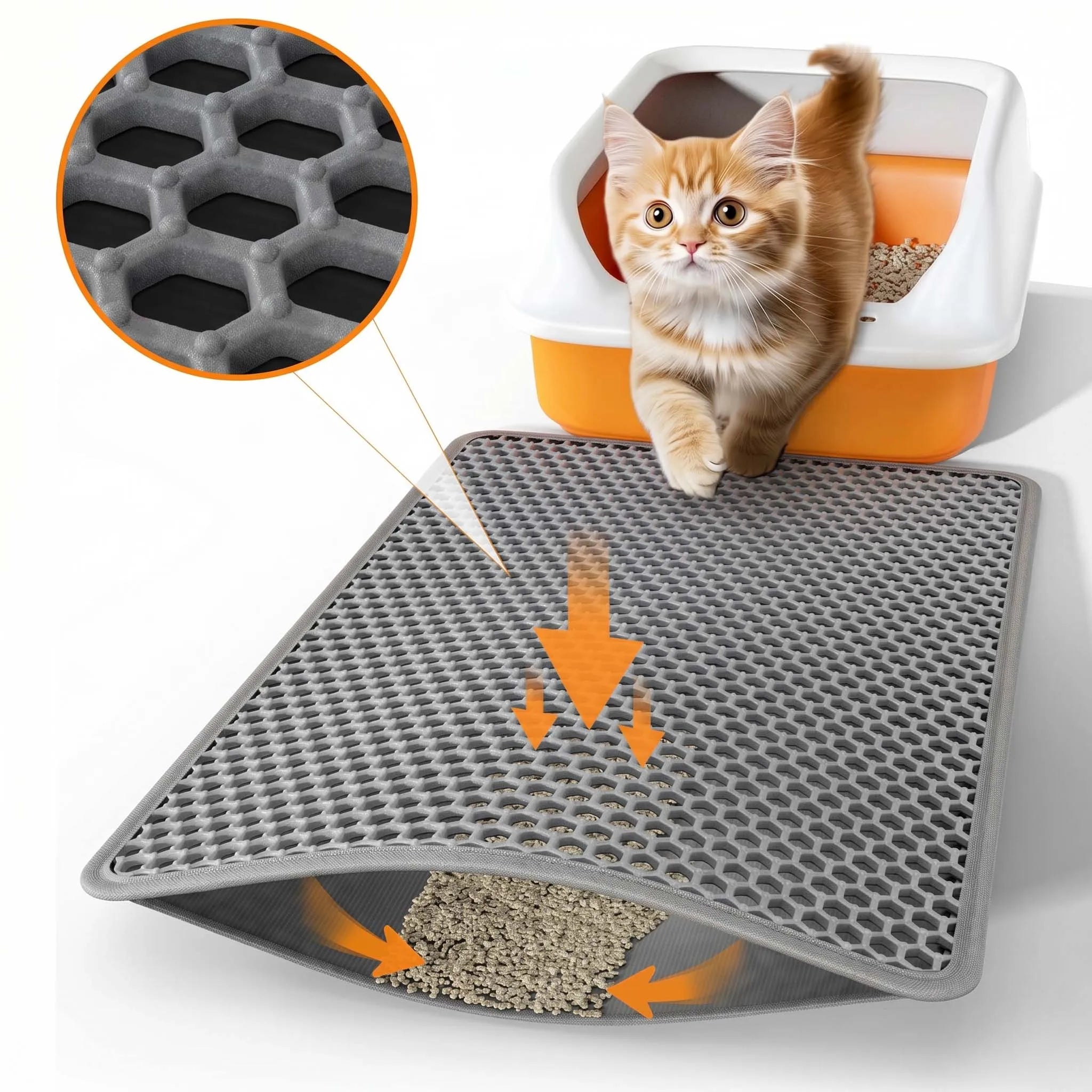 Pet Cat Litter Mat Waterproof Double Layer Cat Litter Trapping Pet Litter Box Mat Clean Pad Products for Cats Accessories