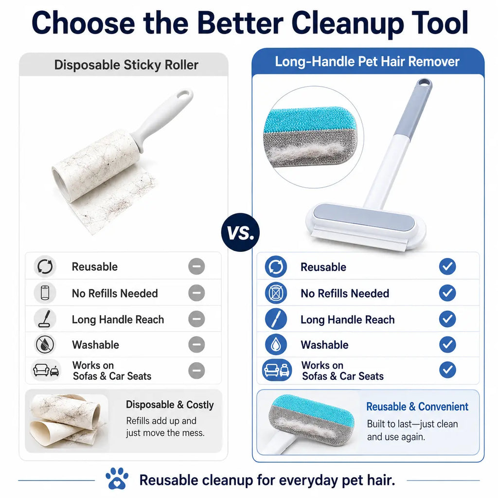 Manual Long-Handle Universal Pet Hair Remover Brush - Reusable, Easy Cleanup, Hair-Gathering Tool for Sofa, Carpet - Dog & Cat Grooming Fabric Cleaner